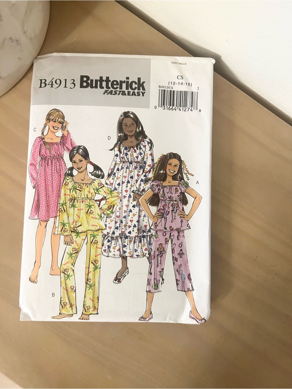 Vintage Butterick B4913 Girls Pajama Sewing Pattern Sizes 12β16 Fast & Easy